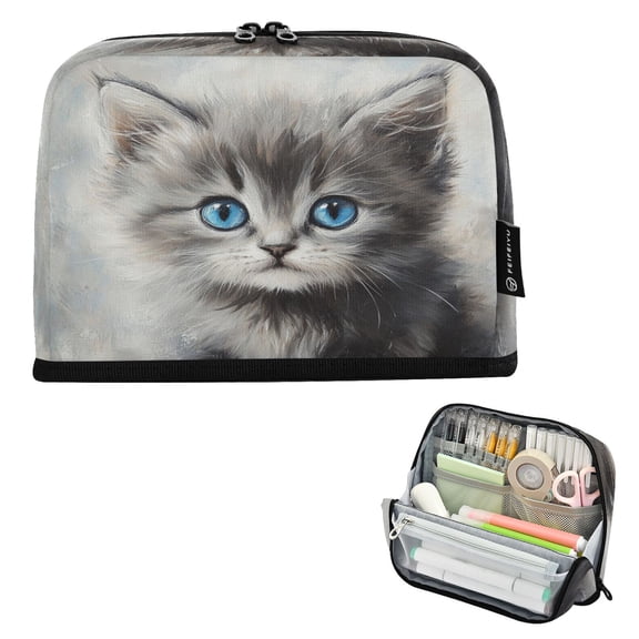 Vertical Pencil Case Pencil Bag Pencil Cases Large Capacity Storage Pencil Box Paintbrush Box Office Supplies Box Beautiful Blue-eyed Cat