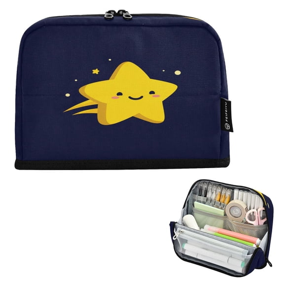 Vertical Pencil Case Pencil Bag Pencil Cases Large Capacity Storage Pencil Box Paintbrush Box Office Supplies Box Bright Cute Smiling Star