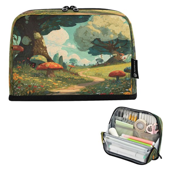 Vertical Pencil Case Pencil Bag Pencil Cases Large Capacity Storage Pencil Box Paintbrush Box Office Supplies Box Path Leading Enchanted Forest