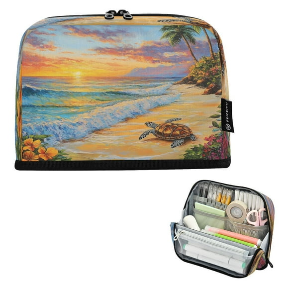 Vertical Pencil Case Pencil Bag Pencil Cases Large Capacity Storage Pencil Box Paintbrush Box Office Supplies Box Sunset Turtle