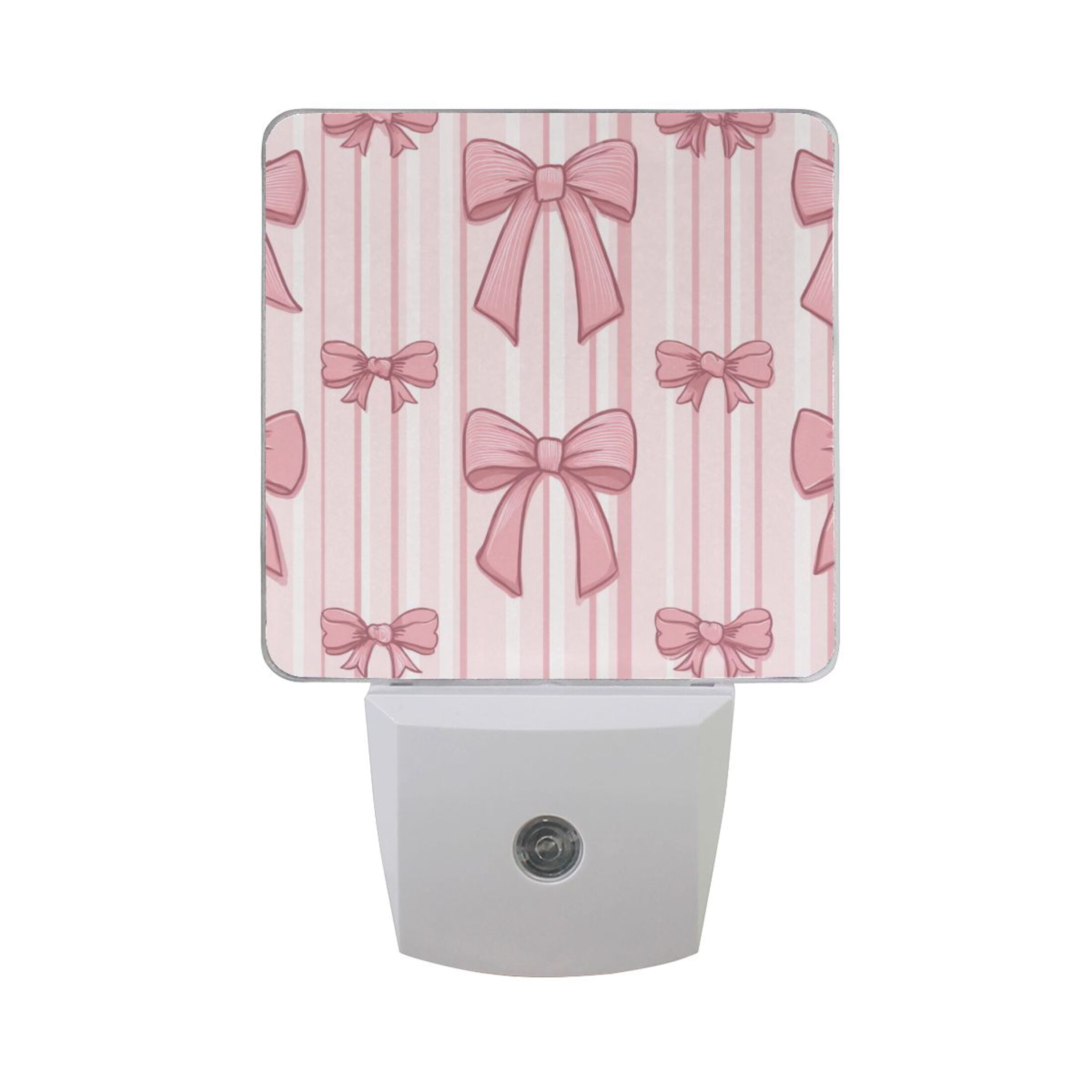 Vertical Pink Stripes with Bows LED Night Light Sensor Lamp Plug-in ...