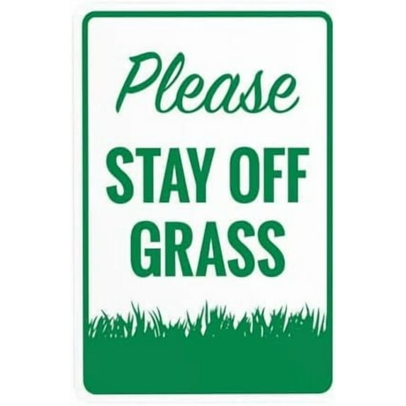Vertical Please Stay Off Grass Warning Sign, Metal Signs for Business Home Outdoor Indoor Road Yard Garage Street Wall Caution Custom Decor 8 x 12 Inch