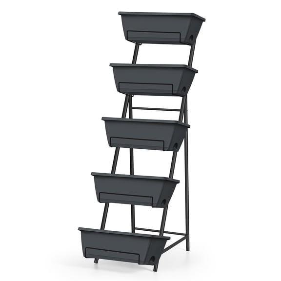 Vertical Raised Bed Outdoor Planter 5 Tier Brick Gray Metal