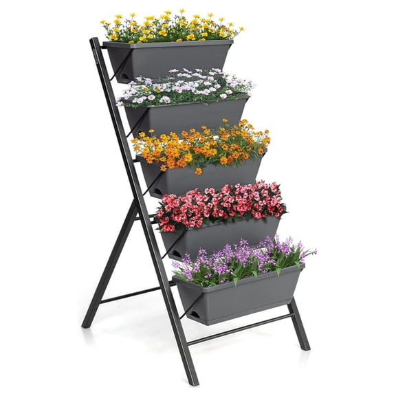 Vertical Raised Garden Bed, 5 Tier Planter Box with Drainage Holes for Vegetables, Grass, Flowers, Freestanding Garden Planter Indoor Outdoor, Patio, Balcony, Greenhouse