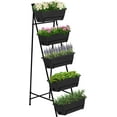 Vertical Raised Garden Bed Black Raised Planter Box Outdoor Elevated Garden Bed with Drainage