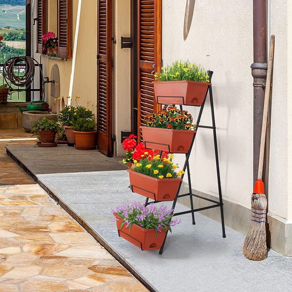 Vertical Raised Garden Bed Brown - 4 Tier
