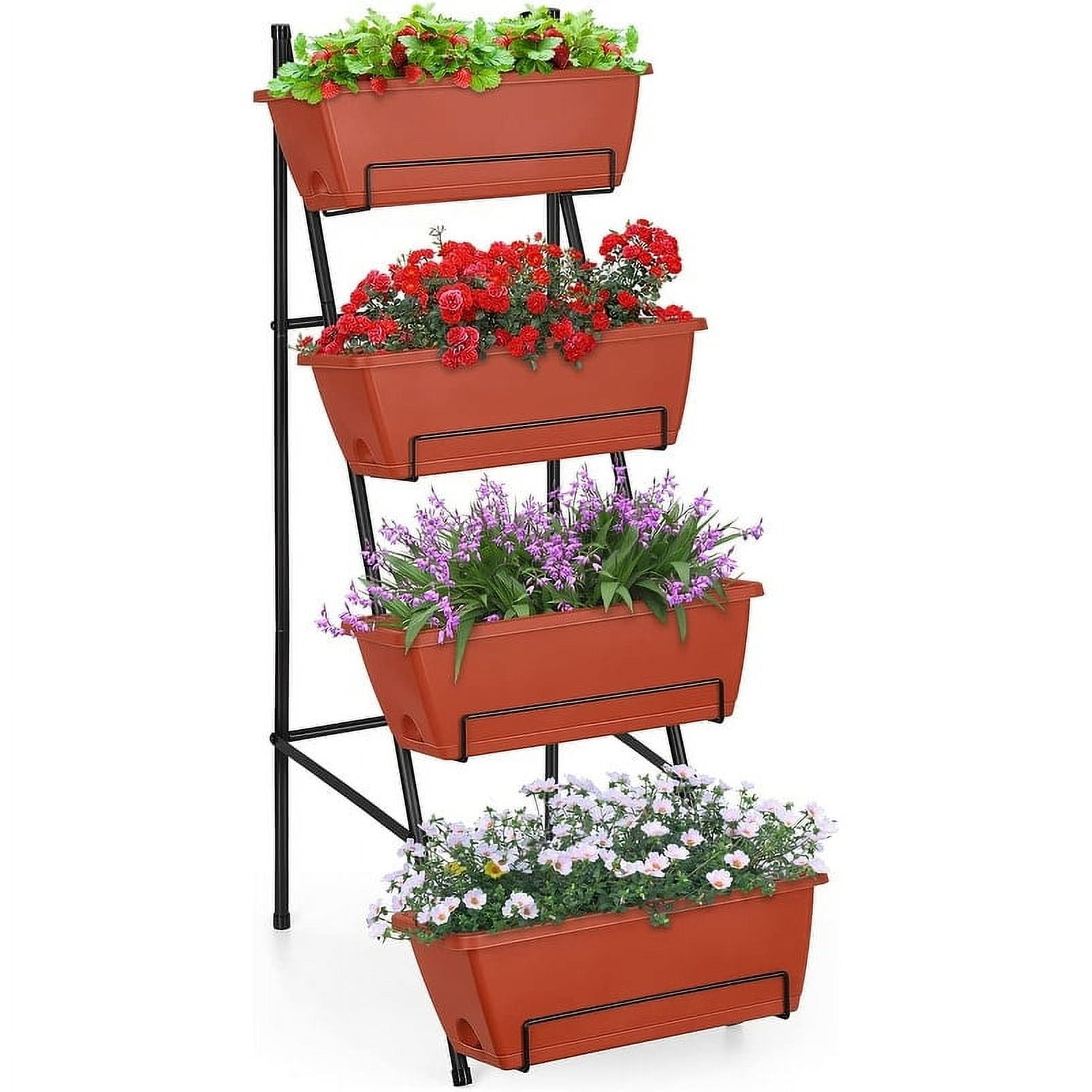 Vertical Raised Garden Bed Brown 4 Tier