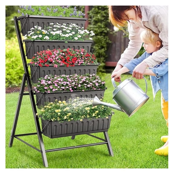 Vertical Raised Garden Bed Planter Box,5 Tiers Vertical Garden Planter with Drainage System&4 for Vegetables Flowers