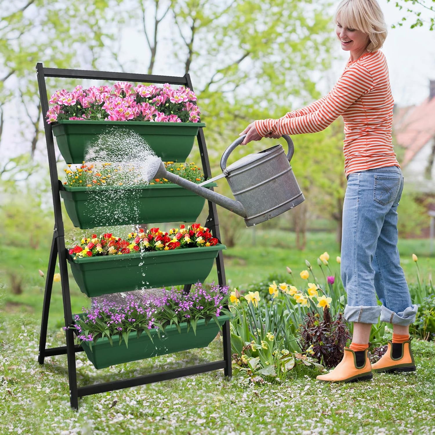 Vertical Raised Garden Bed with Wheel,Freestanding Elevated Planters