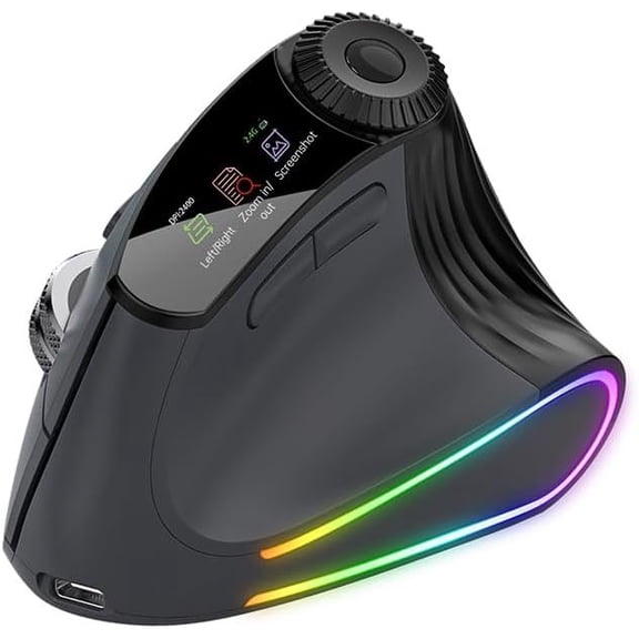 Vertical , Rechargeable Ultra- Scrolling 4800 DPI Ergo , 2.4G Quiet Clicks 6 Buttons RGB Optical Mice, 3 Multi-Device Connectivity for , Laptop
