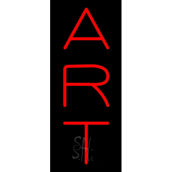 Vertical Red Art 1 LED Neon Sign 24 x 10 - inches, Clear Edge Cut Acrylic Backing, with Dimmer - Bright and Premium built indoor LED Neon Sign for art gallery, and exhibition.