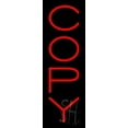 thumbnail image 1 of Vertical Red Copy LED Neon Sign 24" Tall x 8" Wide, Clear Edge Cut Acrylic Backing, with Dimmer - Bright and Premium built indoor LED Neon Sign for Computer & Electronics store decor., 1 of 7