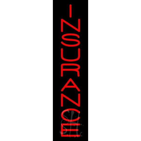 Vertical Red Insurance LED Neon Sign 32 x 8 - inches, Black Square Cut Acrylic Backing, with Dimmer - Bright and Premium built indoor LED Neon Sign for Defence Force.