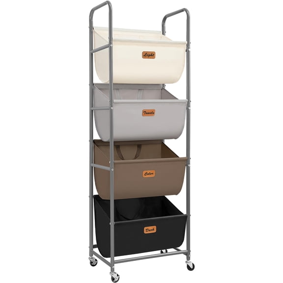 Vertical Rolling Laundry Hamper, Laundry Sorter with Wheels, Laundry Baskets for Small Space, Dorm, Laundry Room, Closet