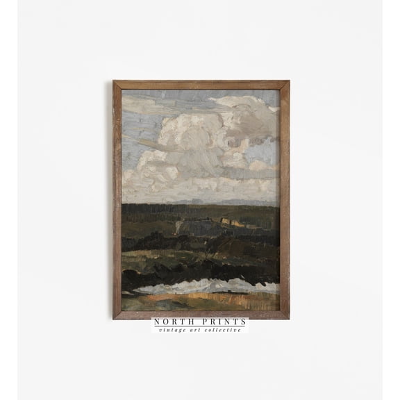 Vertical Rustic Vintage Landscape Unframed Paper Print