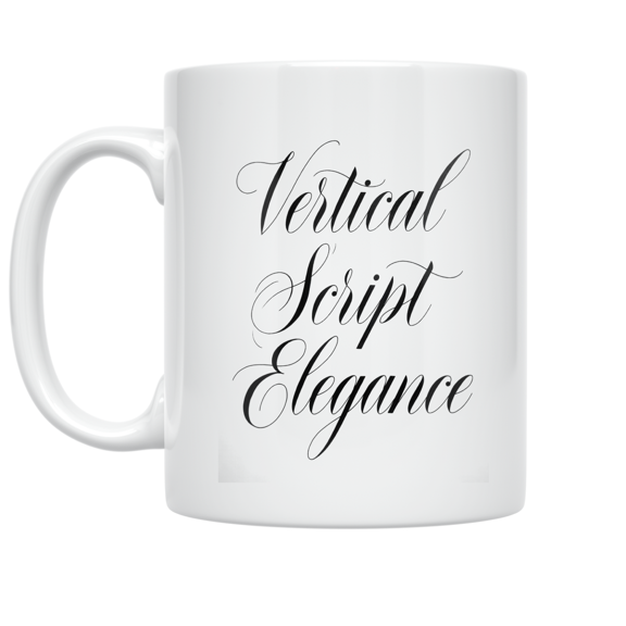 Vertical Script Elegance - Minimalist Design Lover - 11 oz Ceramic Coffee Mug