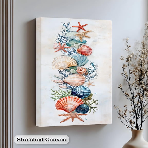Vertical Seashell Art Art Coastal Shells Starfish