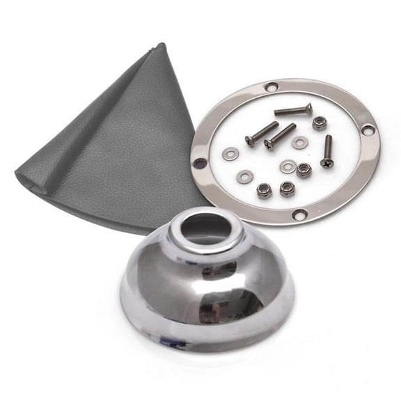 Vertical Shift or Emergency Brake Grey Boot, Silver Ring & Cap
