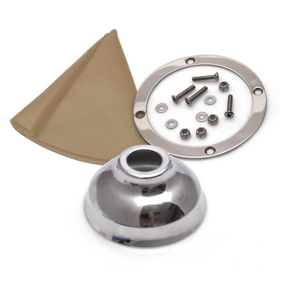 Vertical Shift or Emergency Brake Tan Boot, Silver Ring & Cap