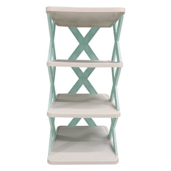 Vertical Shoe Rack, 4 Tier Shoes Stand, Shoe Tower Rack, Plastic Shoe Storage, Multi Tier Shoe Rack Suit for DIY Free Assembly, Saving Space, Blue