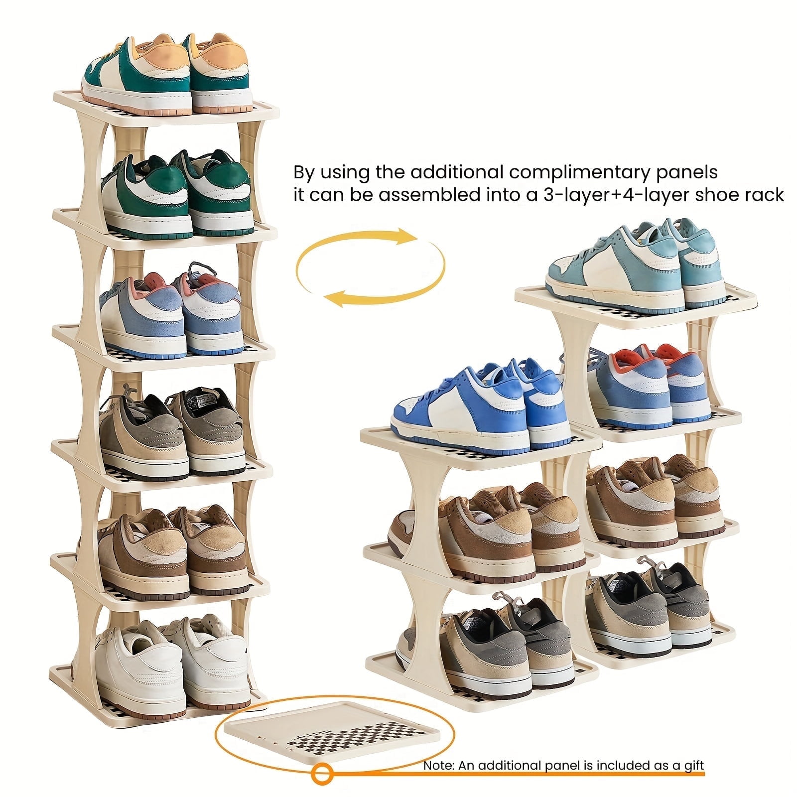 Vertical Shoe Rack: 6 Tier Adjustable Shoe Organizer for Closet, Narrow Entryway, or Bedroom Easy to Assemble and Disassemble (White)