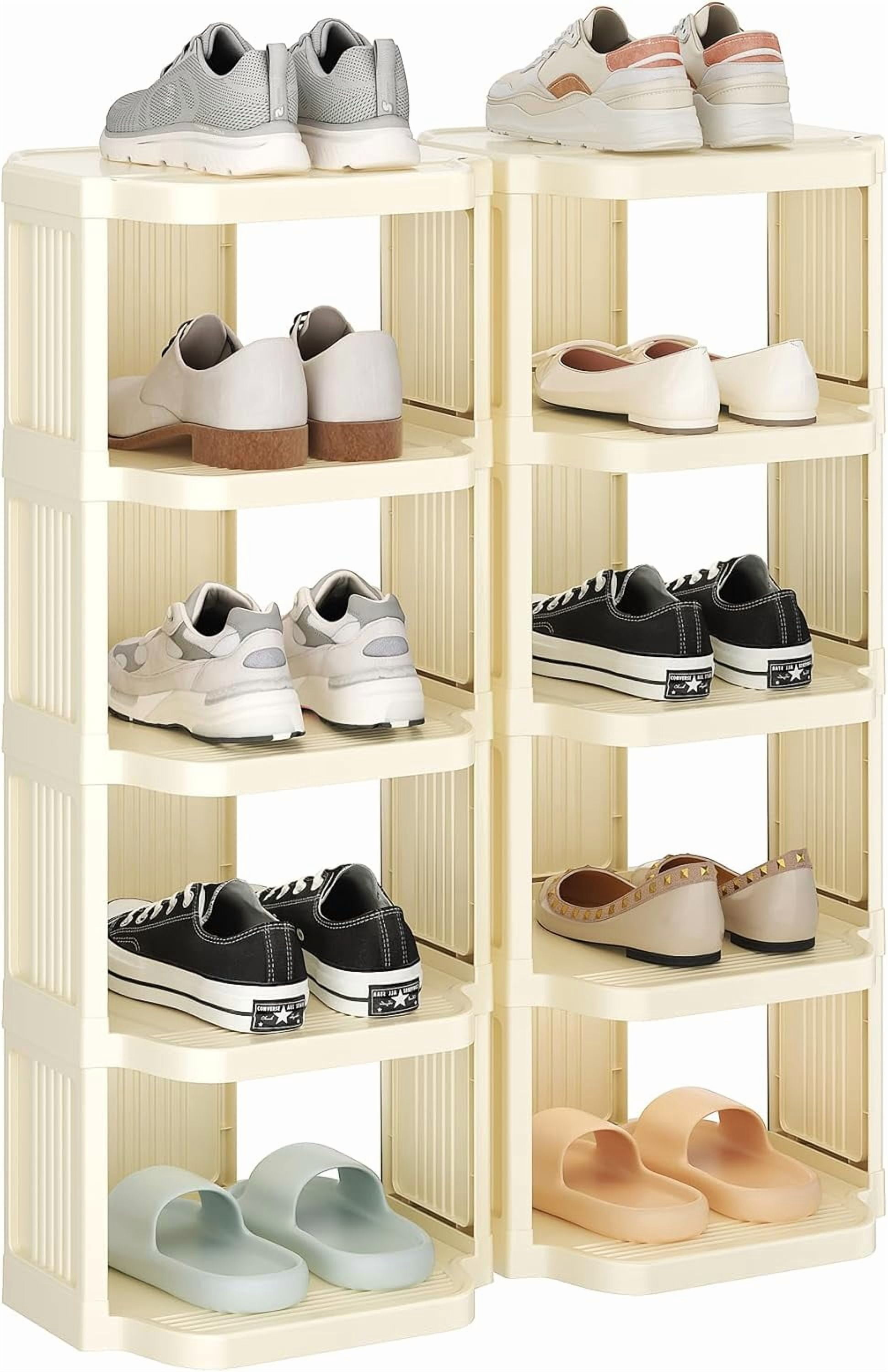 Stackable Standing Shoe Storage Vertical Shoe Rack: 8 Tiers Stackable Shoe Rack for Closet DIY Free ...