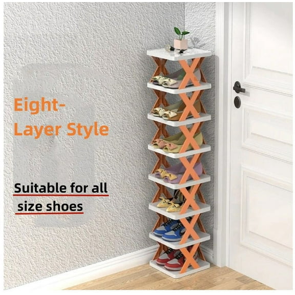 Vertical Shoe Rack Organizer, Stackable Shoe Storage Cubes, Small Shoe Boxes for Closet, Orange Shoe Shelf, 8 Tiers Vertical Shoe Rack, Space Saver, Narrow Shoe Stacker for Entryway Bedroom