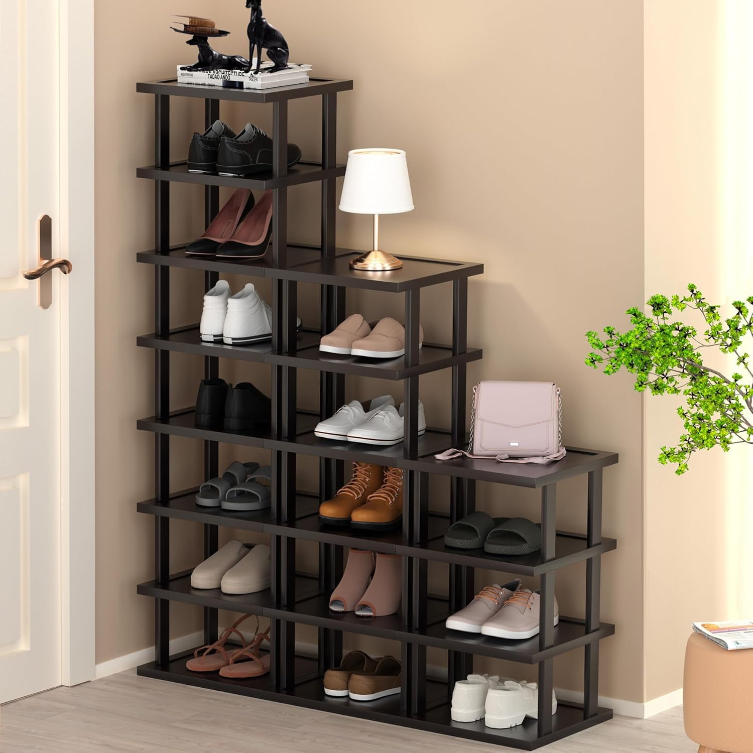 Vertical Shoe Rack - Tall Narrow Shoe Rack Organizer for Small Spaces ...