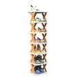 thumbnail image 1 of Vertical Shoes Rack,7 Tier Free Standing Shoe Rack,Skinny Shoe Rack Suit for Entryway,Corner,Small Spaces,Closet,Hallway,Storage Cabinet for Saving Space,Shoe Tower Tall and Stable,White and Orange, 1 of 7