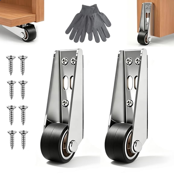 Vertical Sliding Door Roller Guide, Heavy Duty Anti-Wobble Bottom Track System for Barn Doors, Cabinets & Gates Hardware
