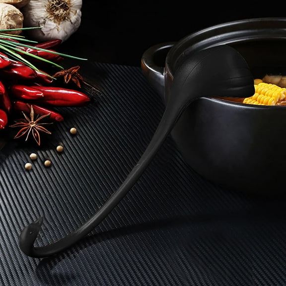 Vertical Soup Spoon With Tray | Large Stainless Steel Ladle | Ergonomic Long Handle, Heat Resistant | Keeps Counter Clean, Easy Pour | For Stews, Broth, Serving, 1 Piece