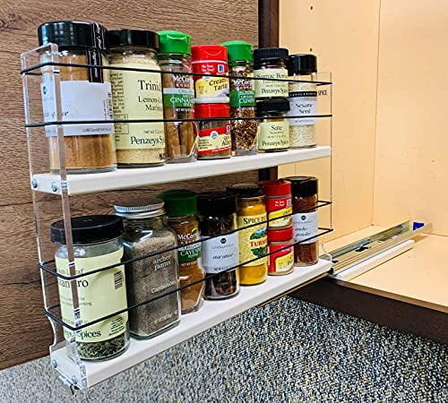 2-Piece Kitchen Cabinet Spice Rack Double-Layer Storage Rack Stackable Expandable Rebrilliant
