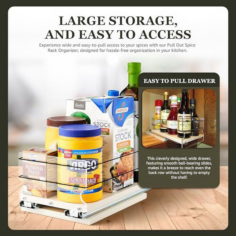 Vertical Spice 13.8" Depth Heavy Duty Pull Out Spice Rack Drawer 1