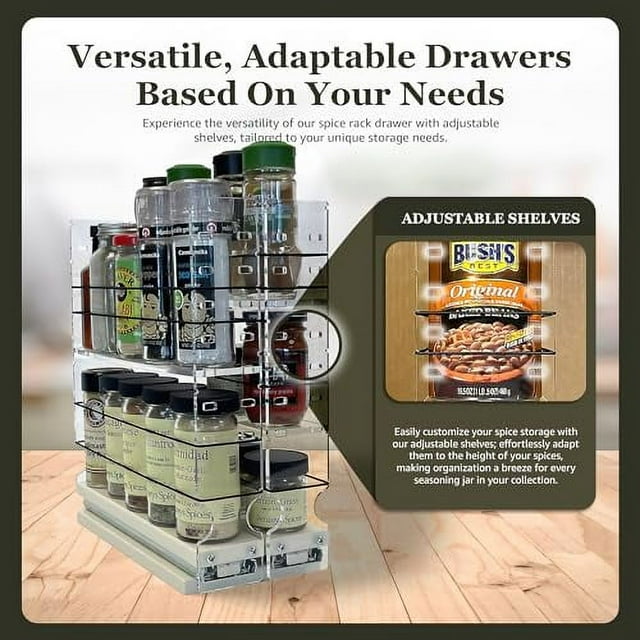 Vertical Spice Adjustable Spice Rack Drawer Pull Out