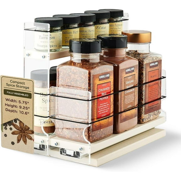 Vertical Spice Combo Spice Rack Drawer - Pull Out Pantry Organizers and Storage - Kitchen Cabinet Organizer - Seasoning Sliding Caddy - Made in USA (5.75" W x 9.25" H x 10.60" D, Assembled)
