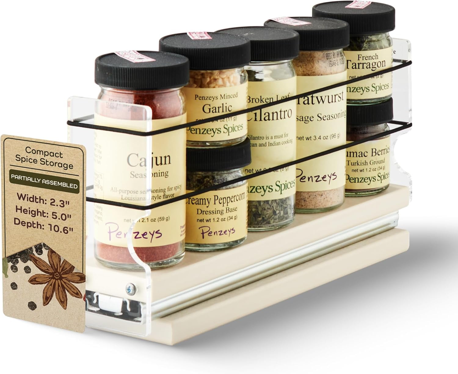 Vertical Spice Narrow Spice Rack -Sliding Spice Jars Organizer - Pantry ...