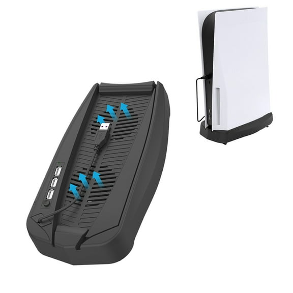 Vertical Stand - Dual Cooling Fans with 3 USB port for PS5 Digital Edition/ Disc Version