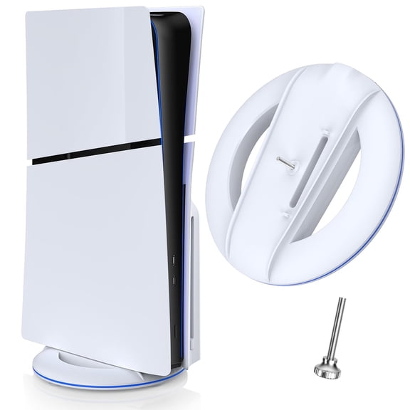 Vertical Stand for PS5 Slim Console Disc and Digital with Screw, Base Stand Replacement for Playstation 5 Slim Console, White