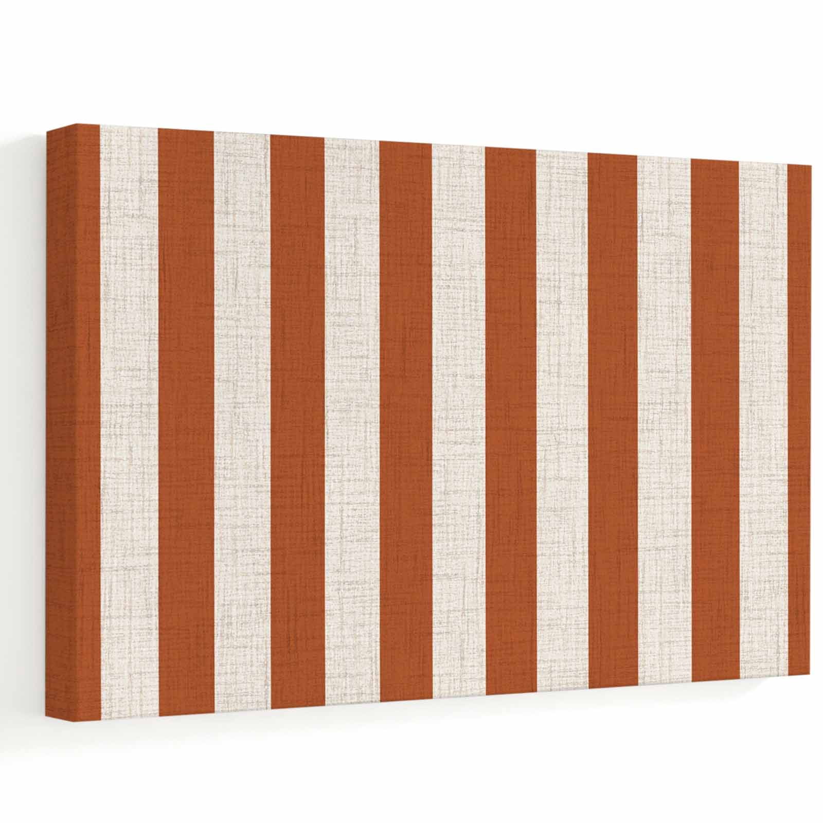 Rust Pictrues Vertical Stripe Canvas Wall Art, Rustic Terracotta Rust White Wide ...