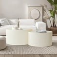 thumbnail image 1 of Vertical Stripe Design Nesting Coffee Table Set for Living Room, Bedroom, Beige(Set of 2 Pieces), 1 of 7