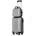 Vertical Stripe Luggage ABS 2Piece Set (14"+20") Black