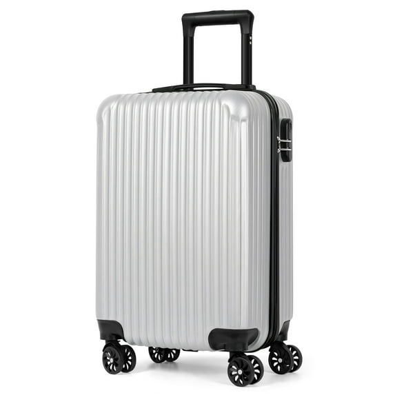 Vertical Stripe Luggage Travel Sliding Wheels 20" Silver