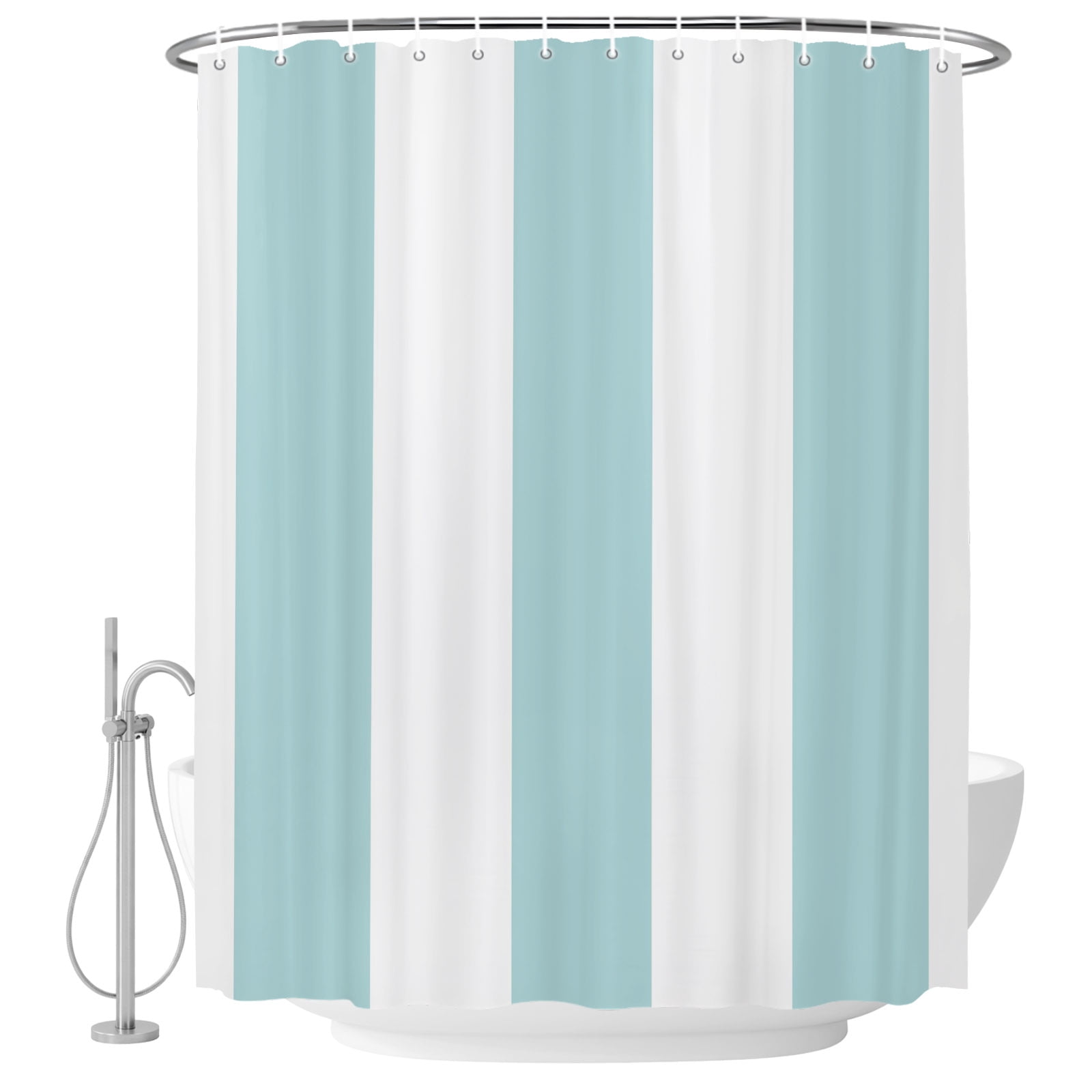Vertical Stripe Shower Curtain for Bathroom, Minimalist Modern Sky Blue ...
