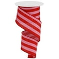 thumbnail image 1 of Vertical Stripe Wired Edge Ribbon - 10 Yards (Pink, Red, 2.5"), 1 of 1