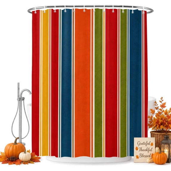Vertical Striped Shower Curtain Set - Extra Long 72" x 96" Washable Bathtub Curtain with 12 Hooks, Retro Minimalist Lines Rustic Boho Waterproof Fabric Stall Shower Curtains for Bathroom Décor