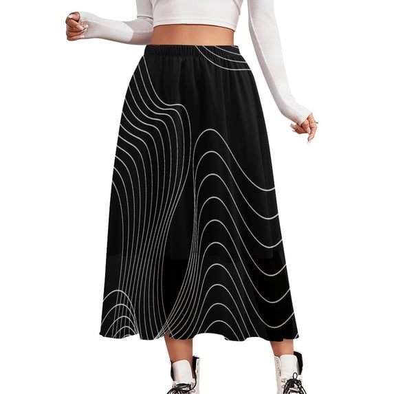 Vertical Striped Skirt Black and White Street Wear Casual Skirts Trendy A-line Skirt Women Custom Oversized Clothes