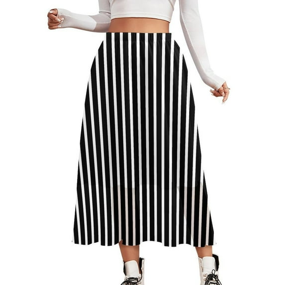 Vertical Striped Skirt Black and White Street Wear Casual Skirts Trendy A-line Skirt Women Custom Oversized Clothes