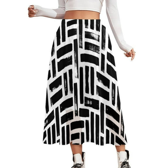 Vertical Striped Skirt Black and White Street Wear Casual Skirts Trendy A-line Skirt Women Custom Oversized Clothes