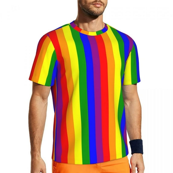 Vertical Striped T Shirt Men Black White Lines Gym T-Shirts Comfortable Beach Trendy Coo