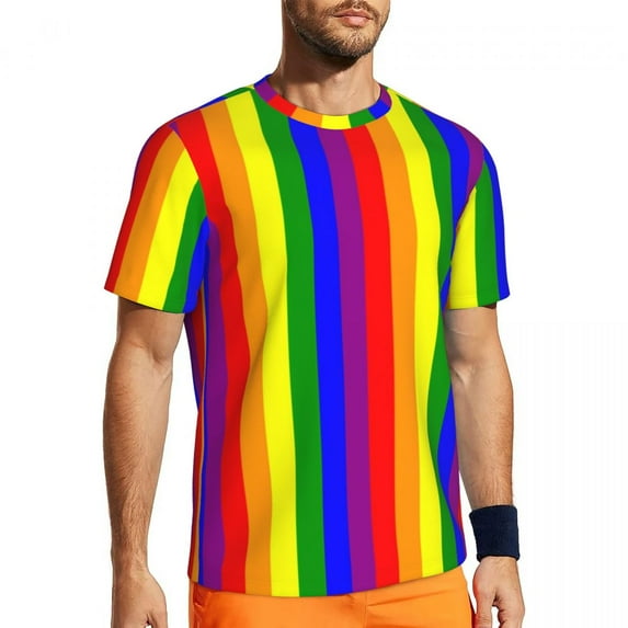 Vertical Striped T Shirt Men Black White Lines Gym T-Shirts Comfortable Beach Trendy Coo